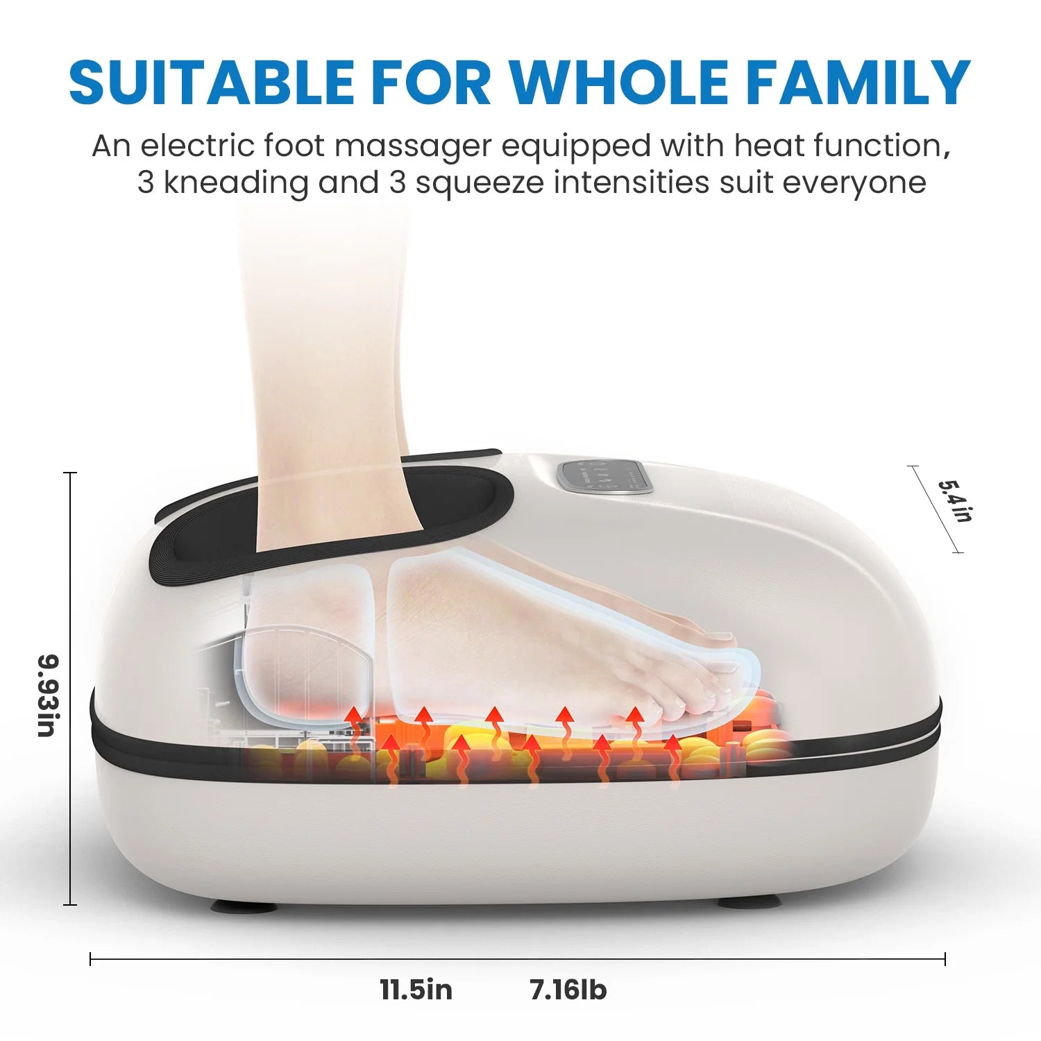 Foot Massager with Heat for Tired Foot Blood Circulation up to Size 11, White, Fathers Day & Birthday Gifts for Mom Dad Men