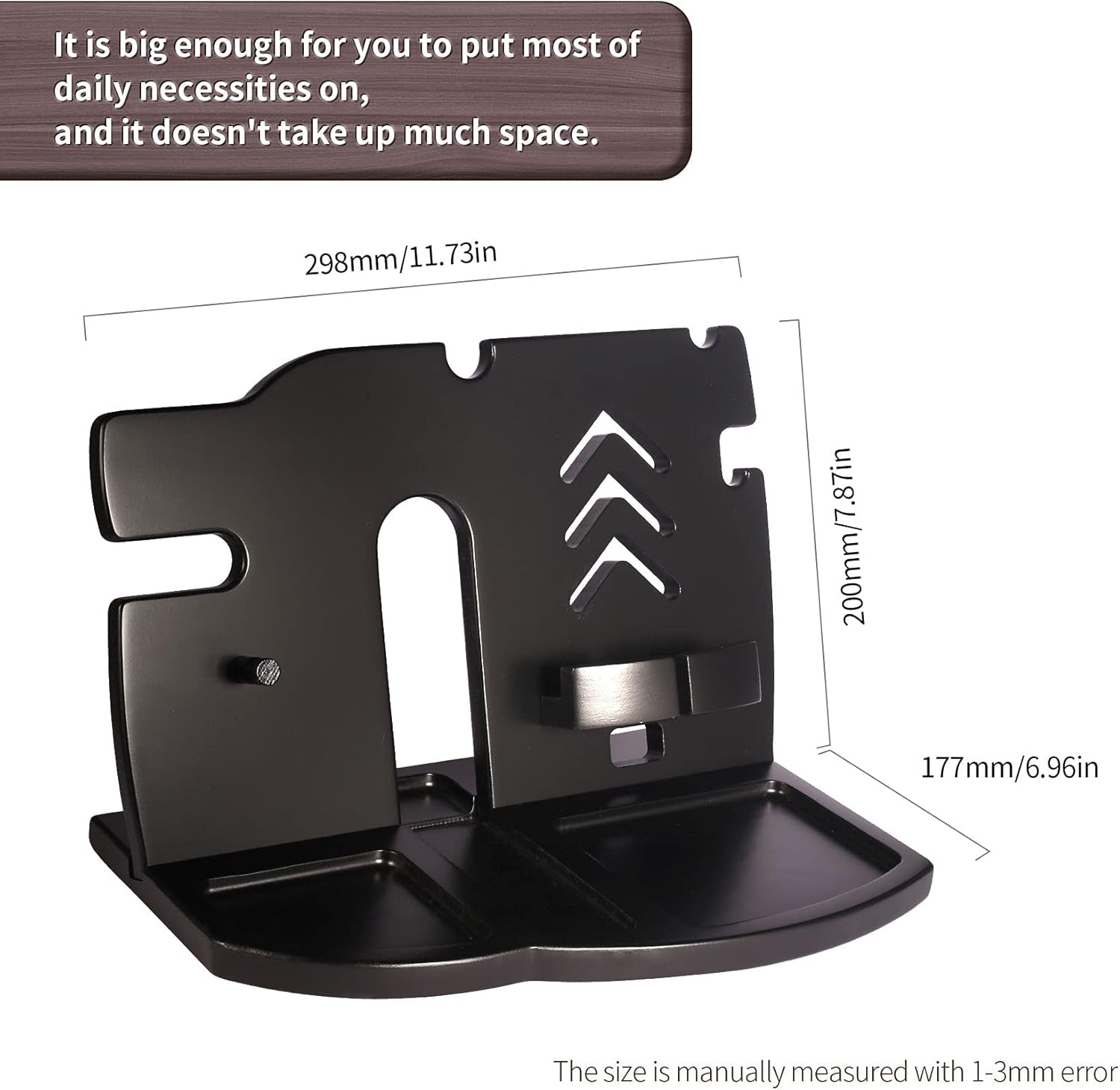 Wood Phone Docking Station Black Key Holder Wallet Stand Watch Organizer Men Gift Husband Wife Anniversary Dad Birthday Nightstand Purse Father Graduation Male Travel Perfect Gadgets