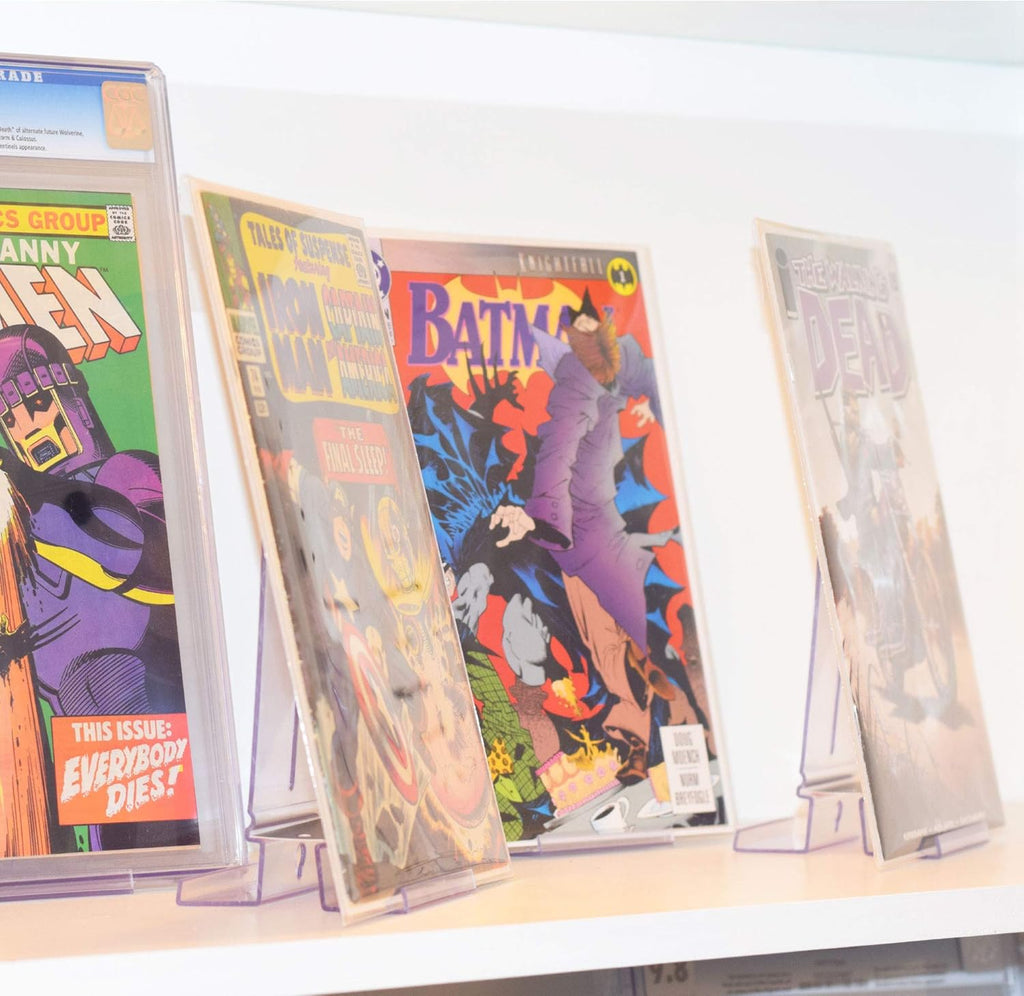Comic Mount 5 Pack, Comic Book Shelf Stand or Wall Mount Display, Invisible and Adjustable