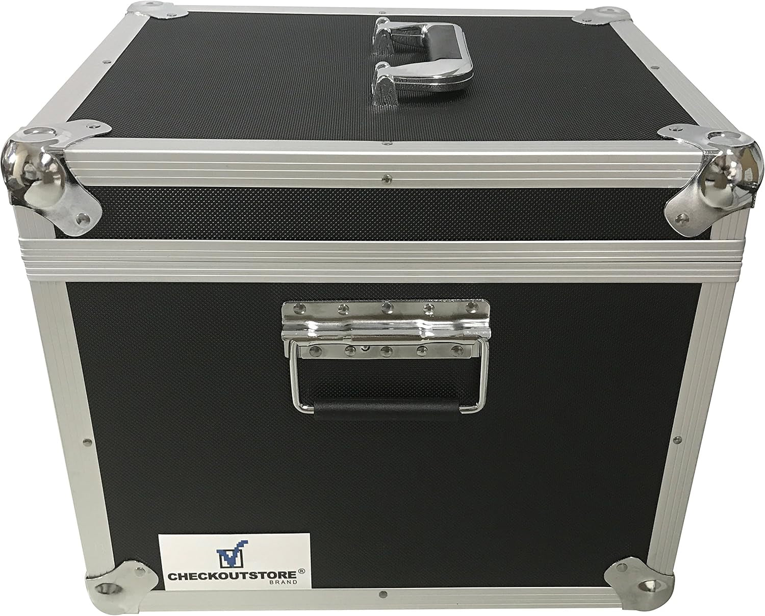 (1) Aluminum Heavy Duty 12" LP Vinyl Record Album Storage Box (Black/Holds 125 Records)