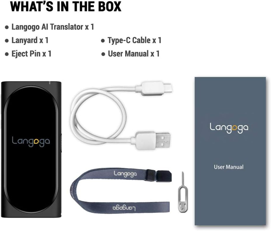 Genesis Portable Language Translator Device, 100+ Languages Pocket Translator, Real-Time Voice Translator with Offline Translation, Built-In Data, 3.1Inch Retina Display Traductor, Black