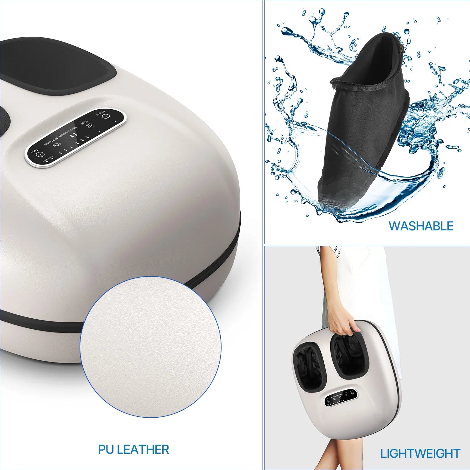 Foot Massager with Heat for Tired Foot Blood Circulation up to Size 11, White, Fathers Day & Birthday Gifts for Mom Dad Men
