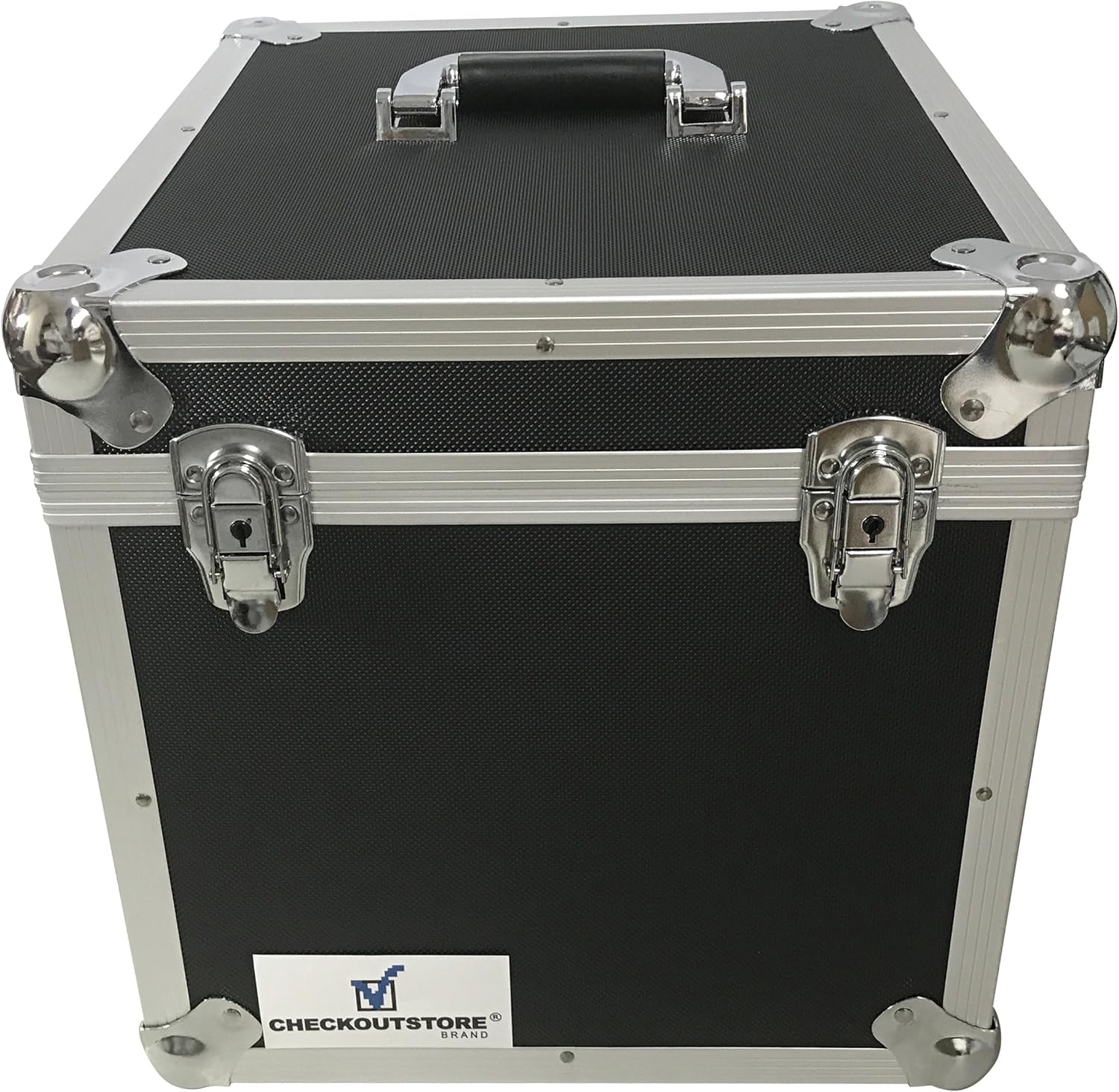 (1) Aluminum Heavy Duty 12" LP Vinyl Record Album Storage Box (Black/Holds 125 Records)