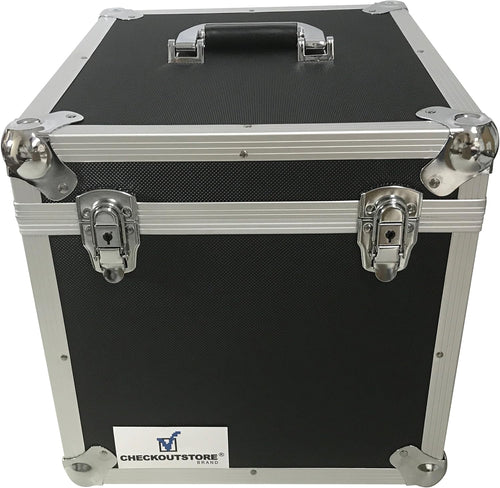 (1) Aluminum Heavy Duty 12" LP Vinyl Record Album Storage Box (Black/Holds 125 Records)