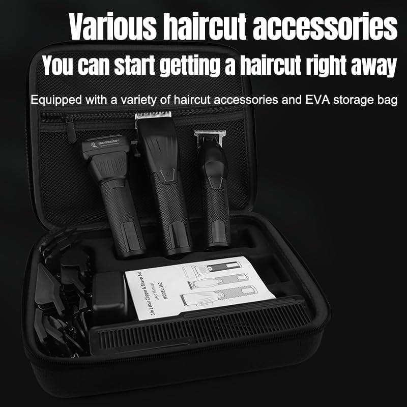 Hair Clippers for Men Professional, Professional Barber Clippers and Trimmer Set Electric Razor Foil Shavers for Men Cordless Clippers for Hair Cutting, LCD Display/Travel Case, Gifts for Men