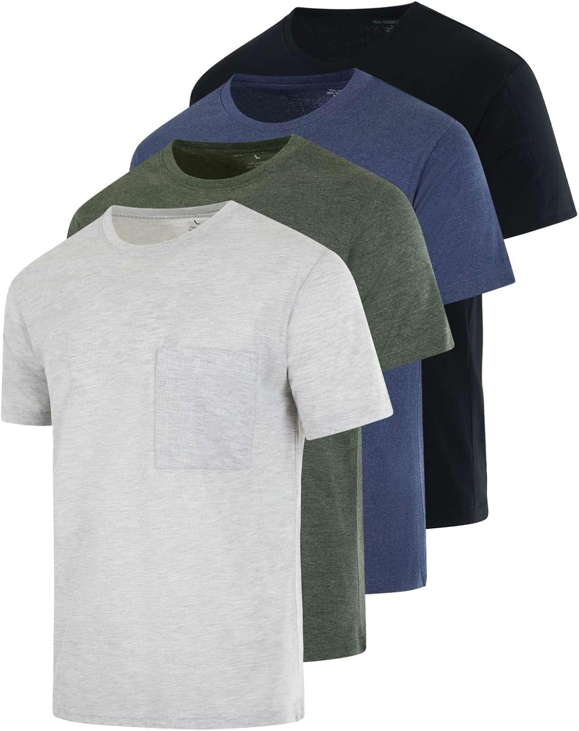 4 Pack: Men'S Cotton Performance Short Sleeve Crew Neck Pocket T-Shirt Athletic Top (Available in Big & Tall)