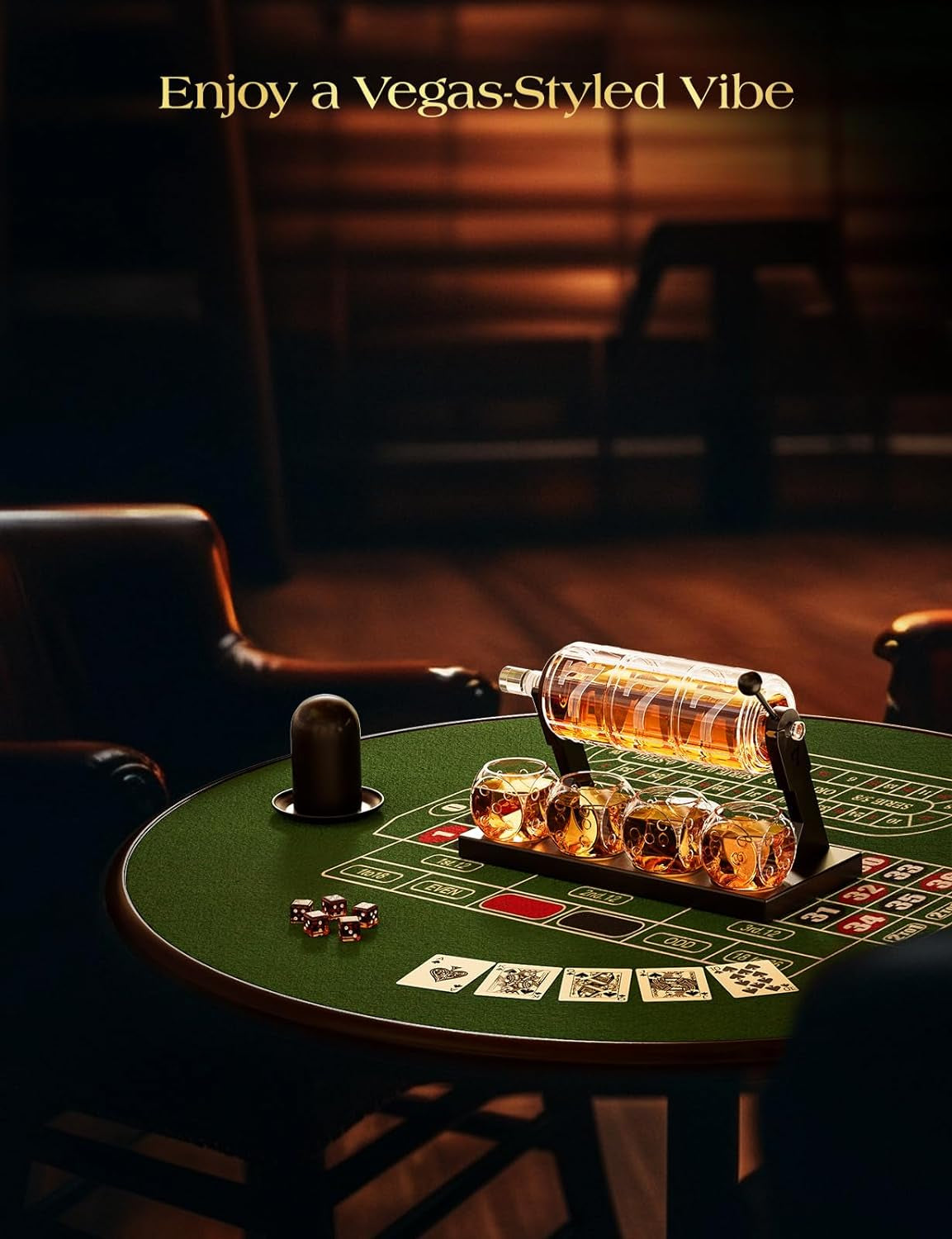 Slot Whiskey Decanter Sets for Men, 50.7 Oz Whiskey Decanter Set with 4 Glasses,