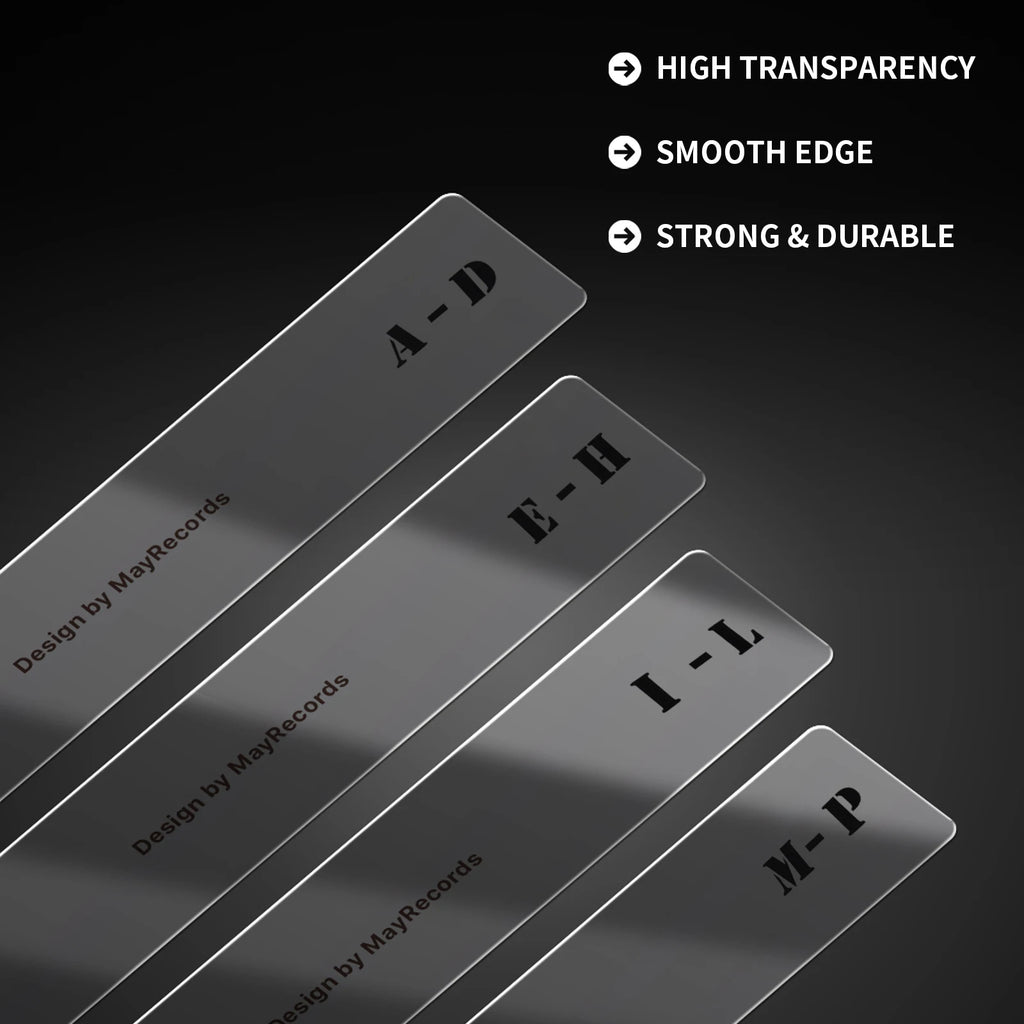 6Pcs LP/CD Alphabet Index Cards Vinyl Record Divider Alphabet Tab Classification Card Acrylic Transparent Transverse Vertical