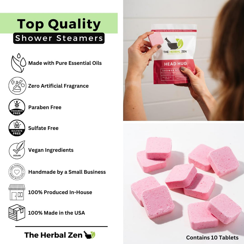 Head Hug Shower Steamers Aromatherapy for Soothing Relief, Bath Gift for Women, Mothers Day, Shower Steamers for Women and Men, Shower Bombs Made in the USA, Shower Tablets with Essential Oils