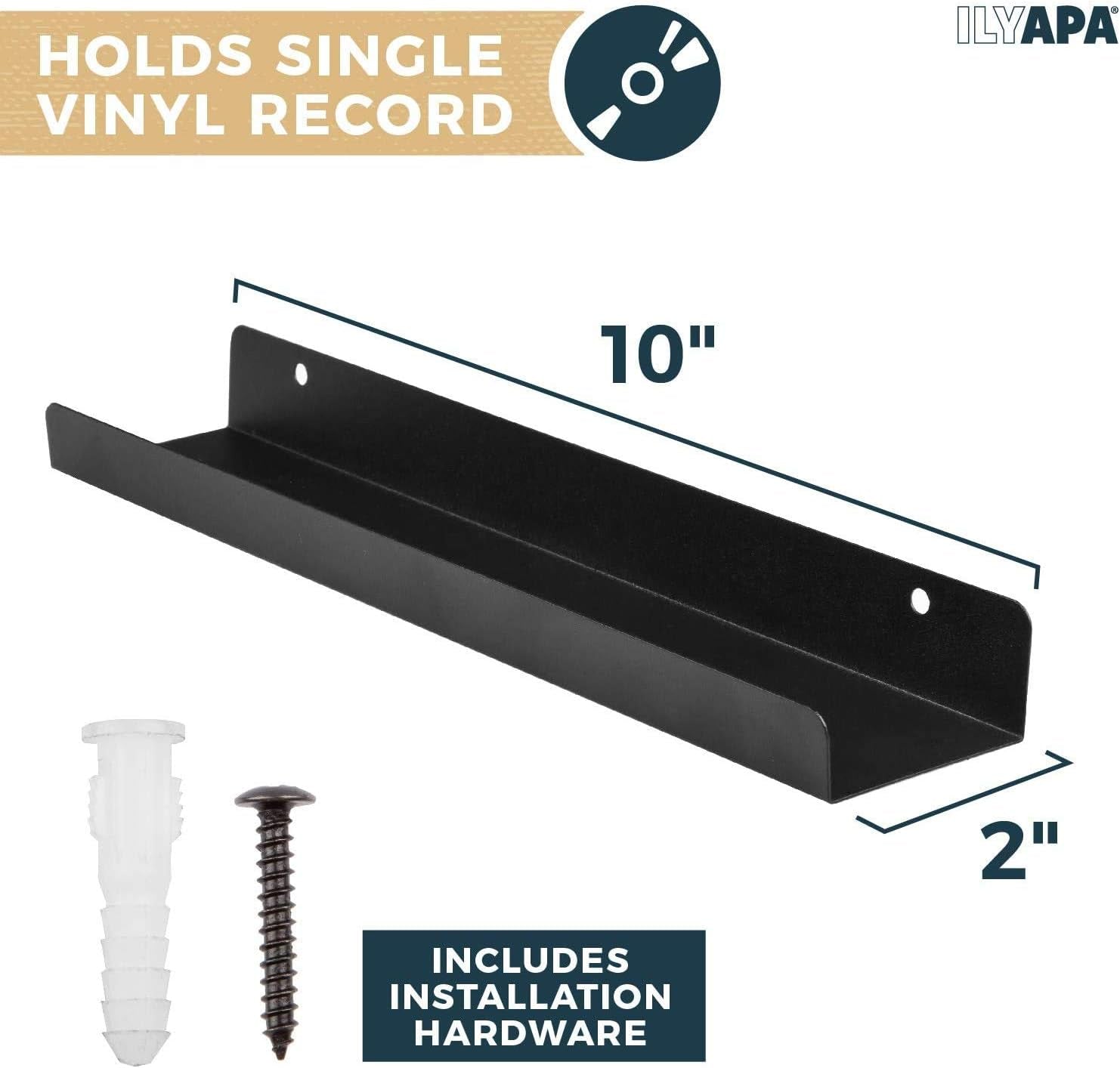 Metal Vinyl Record Shelf Wall Mount, 8 Pack - Black Steel Record Album Holder Display Your LP