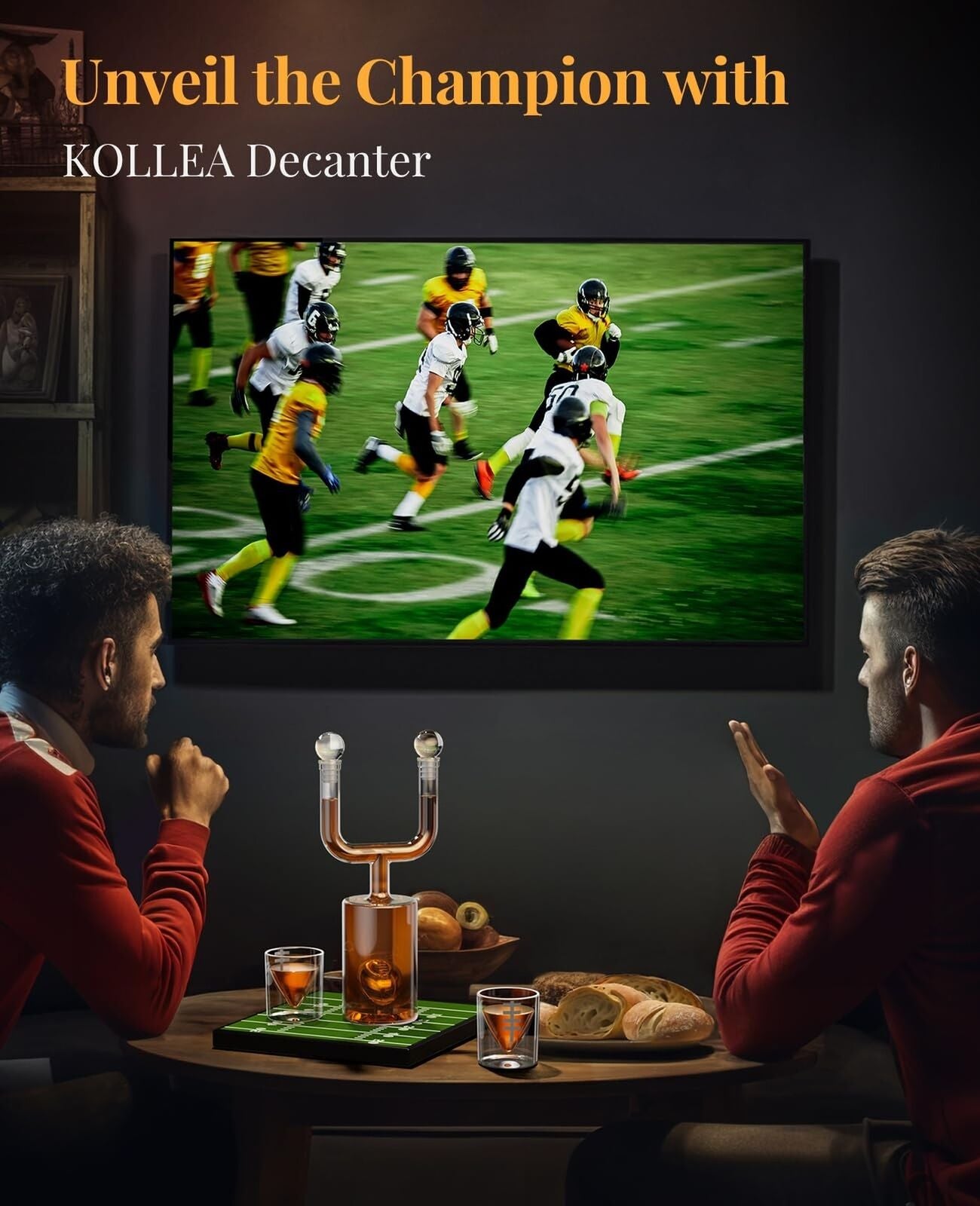 Football Gifts for Men, Kollea Whiskey Decanter Sets for Men, 28Oz Football D...