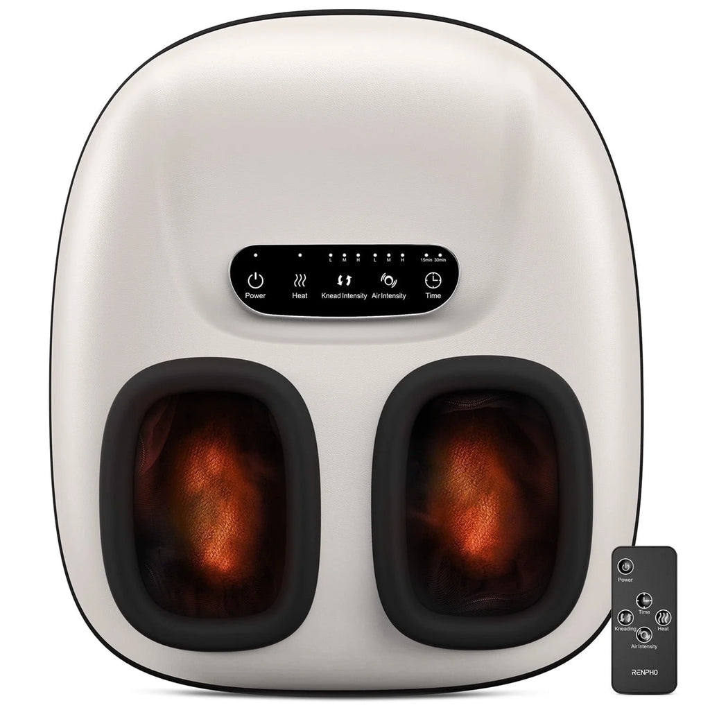 Foot Massager with Heat for Tired Foot Blood Circulation up to Size 11, White, Fathers Day & Birthday Gifts for Mom Dad Men