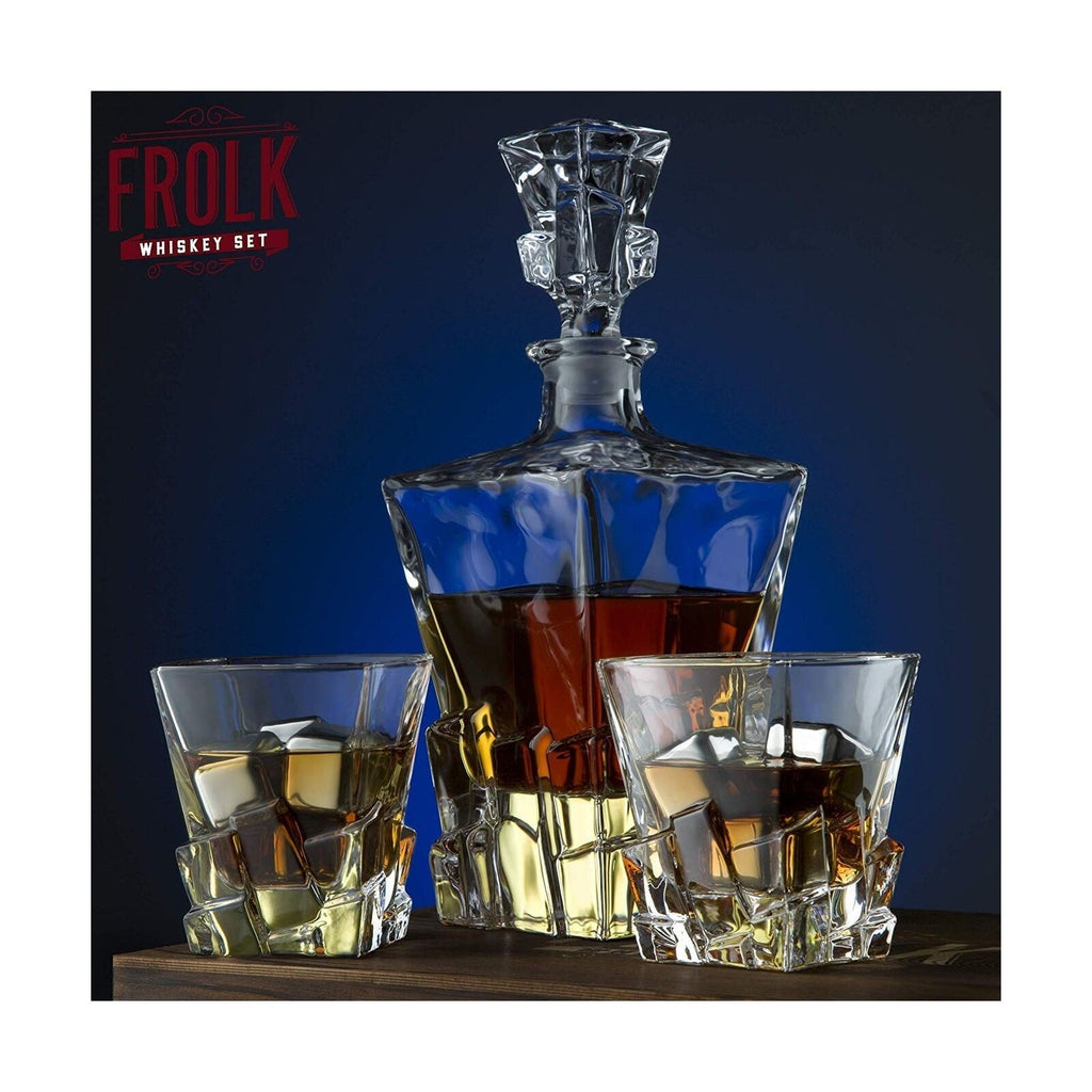 Whiskey Decanter and Stones Gift Set for Men - Whiskey Decanter, 2 Rocks Whis...