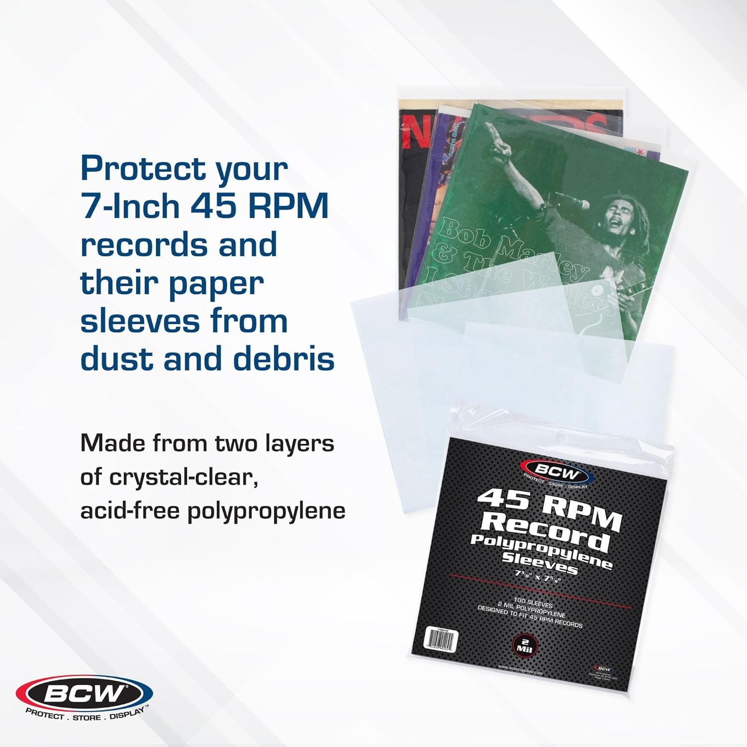 100 Vinyl 45 RPM 7" Record Poly Outer Record Sleeves | Album Covers