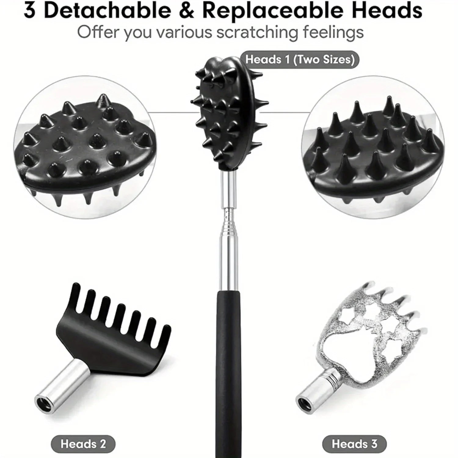 3Pcs/Set Back Scratcher Telescopic Scratching Back Scratcher Massager Kit Scraper Extendable Telescoping Itch Massage Relaxation