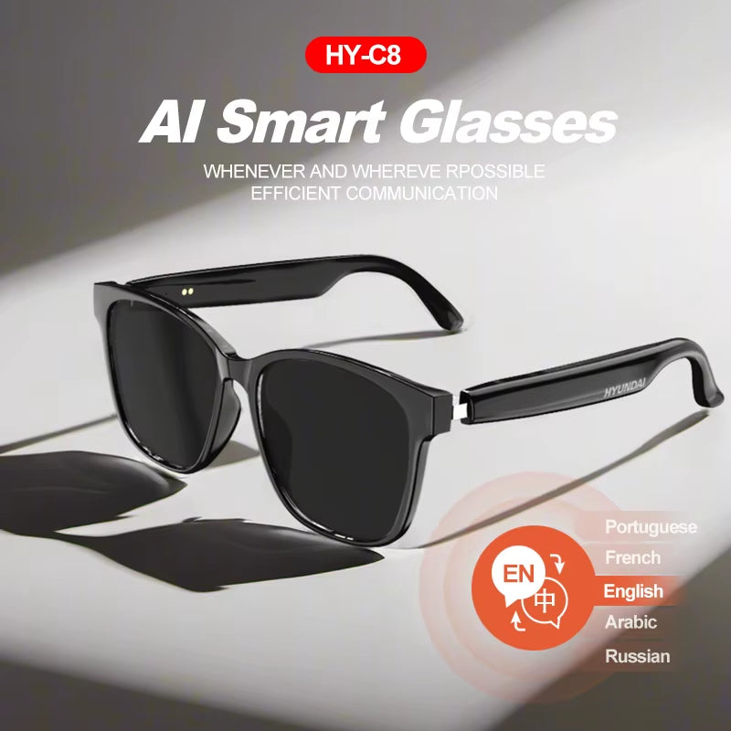 HY-C8 AI Smart Glasses Voice Real-Time Face to Face Language Translator Bluetooth Wireless Headphone AI Chat Smart Sunglasses