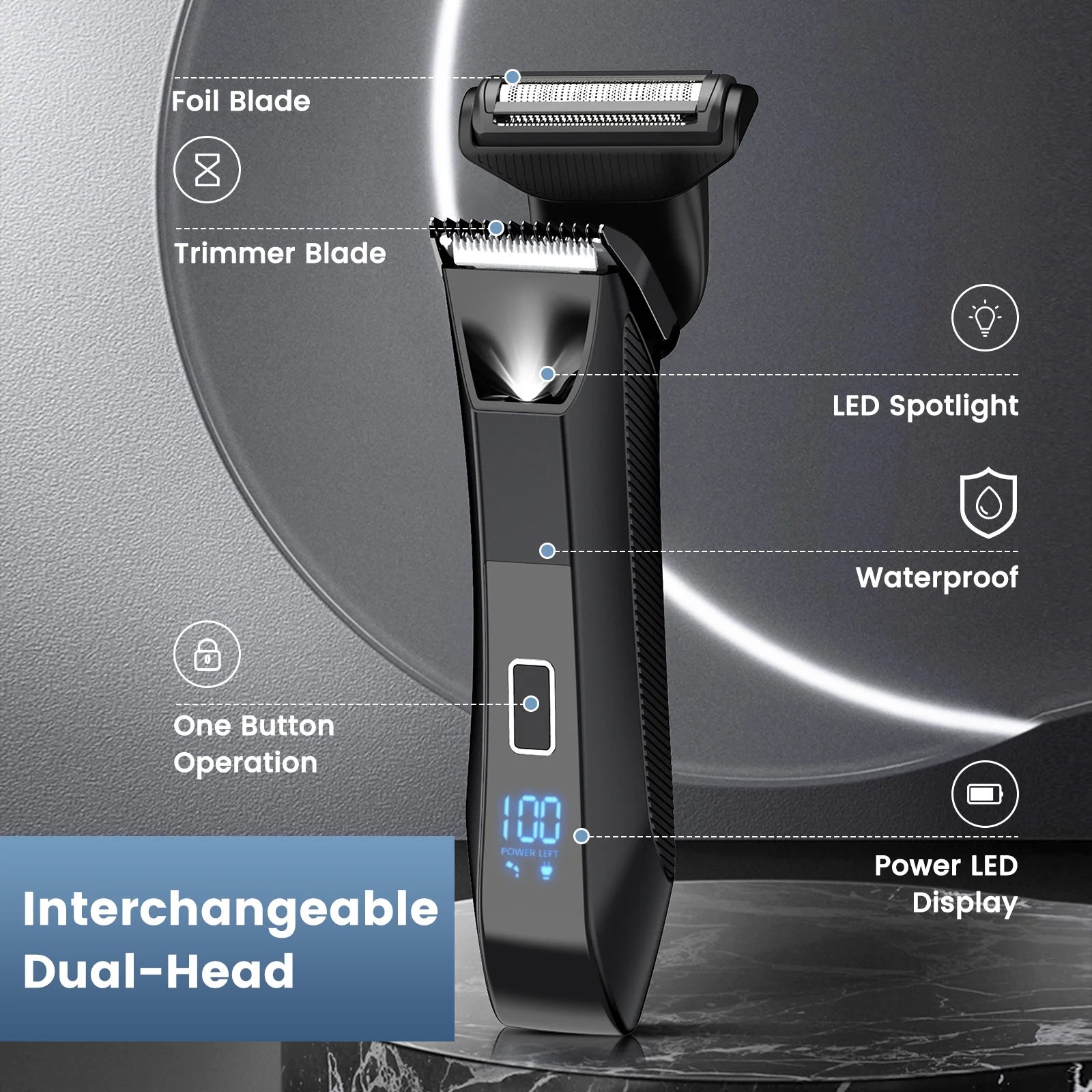 Manscape Trimmer for Men, Dual-Head Pubic Electric Razor, Groin Ball Shaver for Men, IPX7 Waterproof,Gifts for Him Dad
