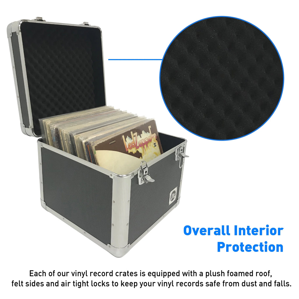 75-Capacity Classic Acts Vinyl Record Album Storage Case, Black