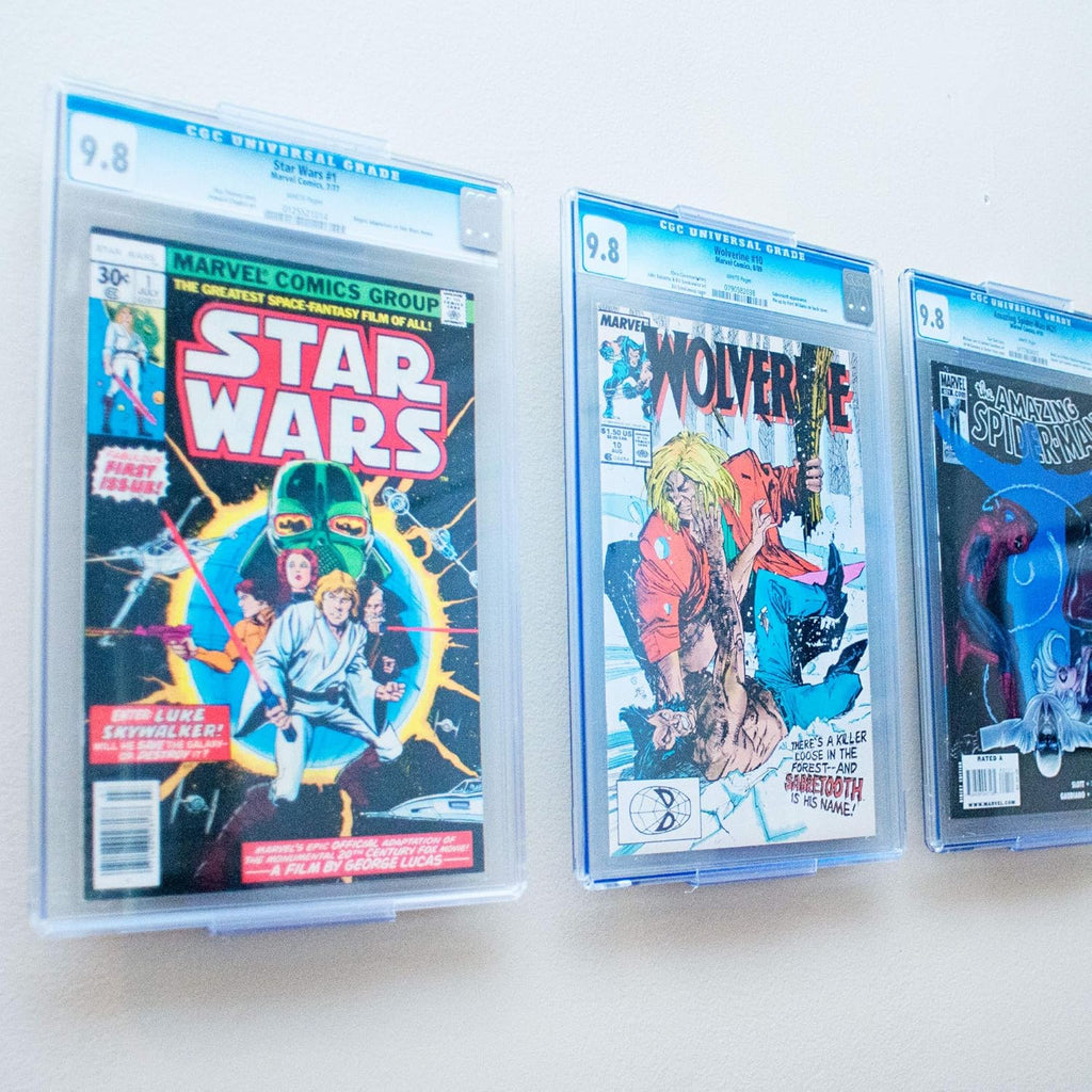 Comic Mount 5 Pack, Comic Book Shelf Stand or Wall Mount Display, Invisible and Adjustable
