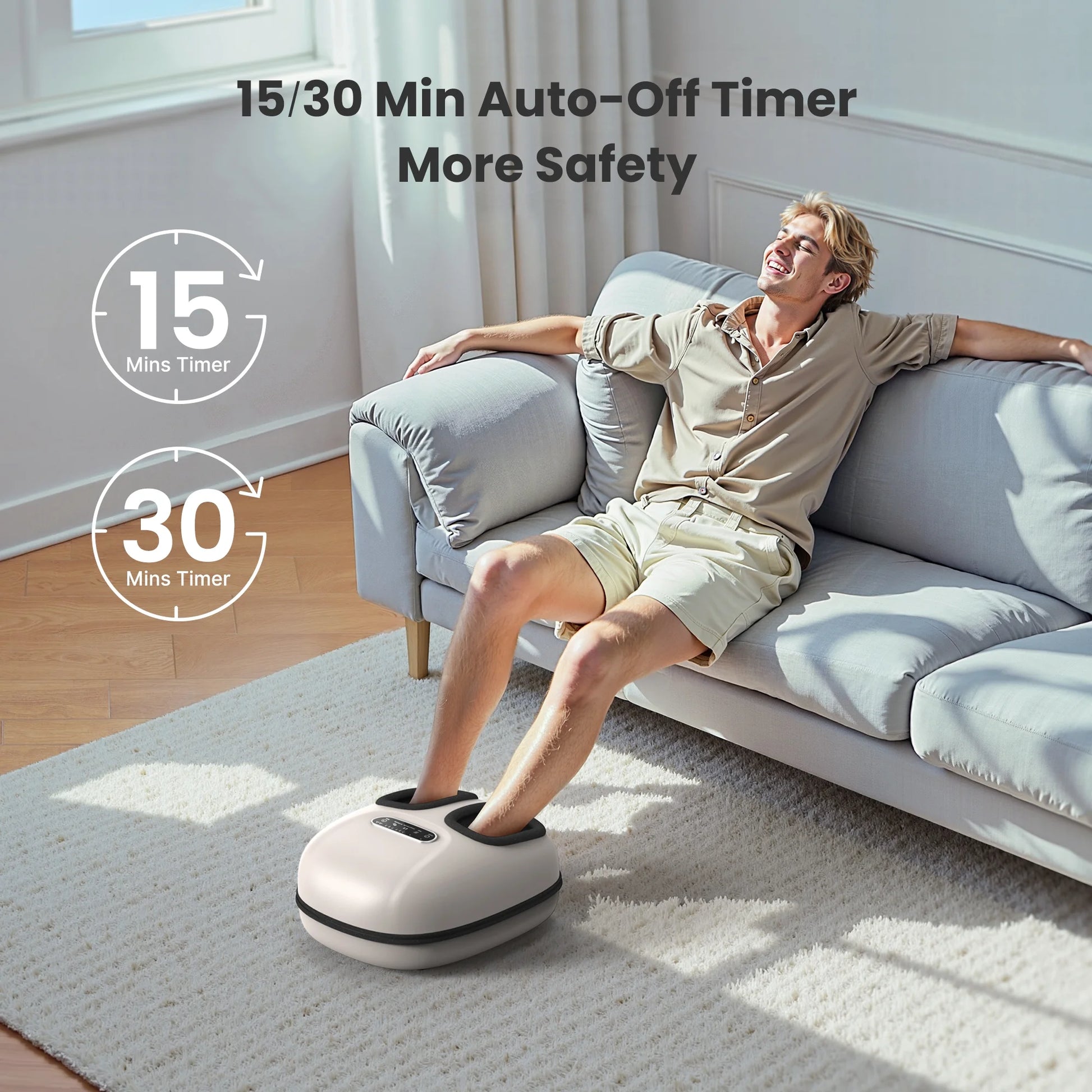 Foot Massager with Heat for Tired Foot Blood Circulation up to Size 11, White, Fathers Day & Birthday Gifts for Mom Dad Men