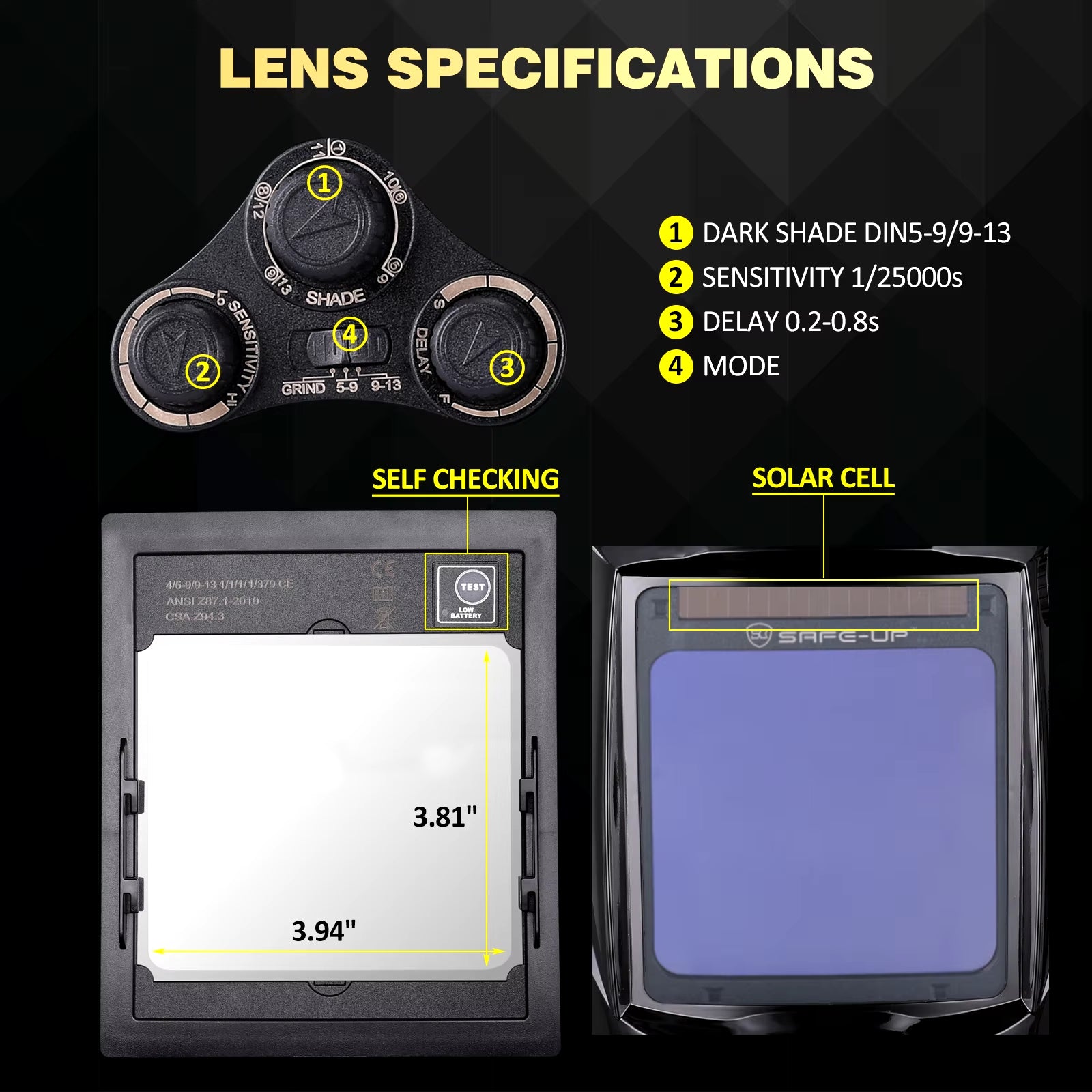 Welding Mask 1/1/1/1 Auto Darkening Welding Helmet 100X97Mm Large View TRUE Color 4 Sensors for MIG MAG MMA Welder Machine