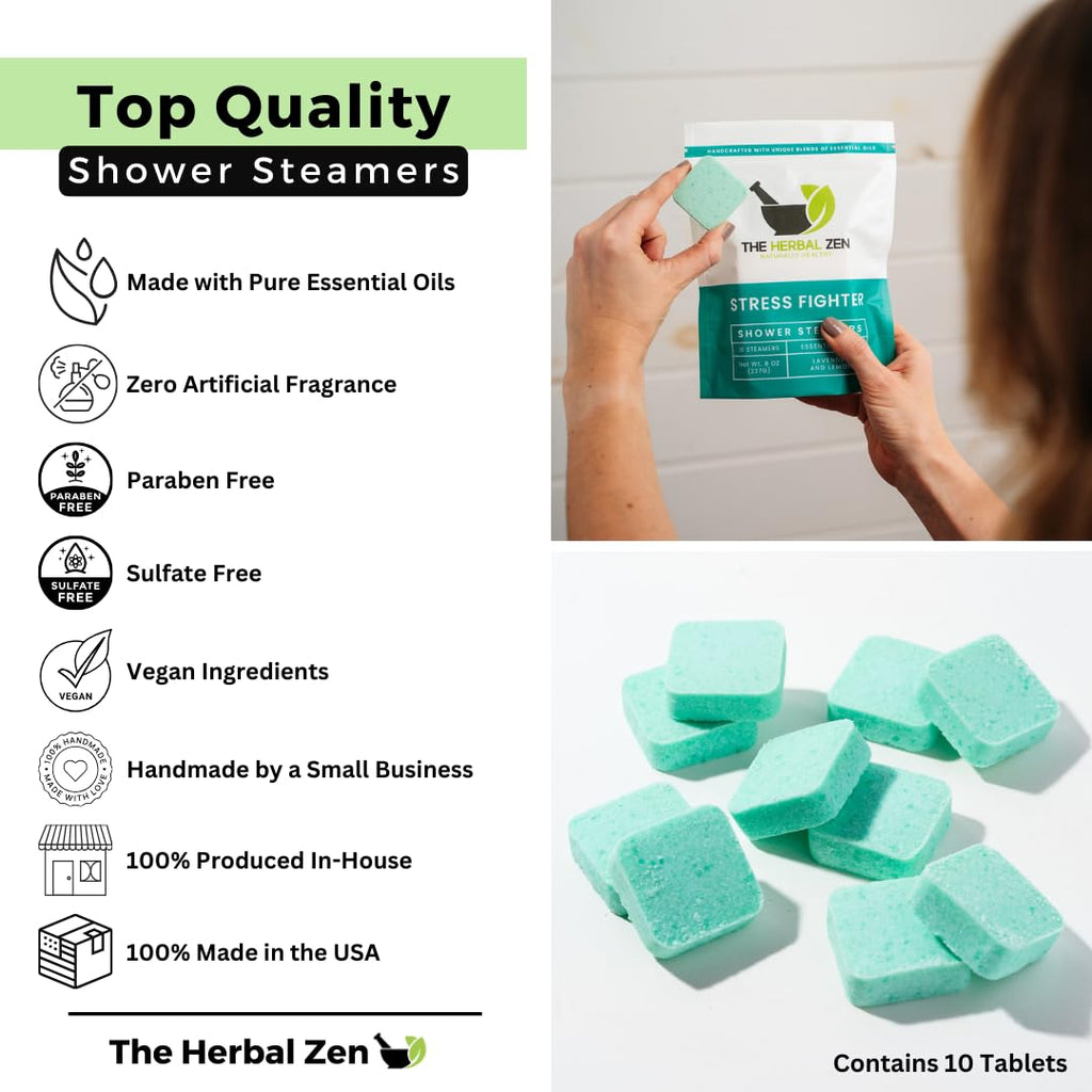 Stress Fighter Shower Steamers Aromatherapy with Essential Oils, Made in the USA Shower Bombs, Shower Bomb Aromatherapy, Relaxing Gifts for Women, Spa Day Gift, Mothers Day Gift