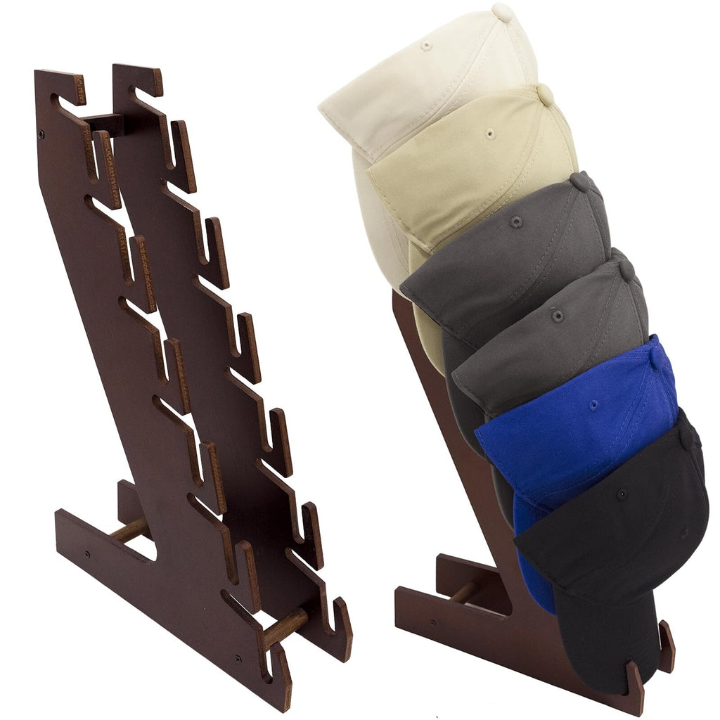 Hat Stand for Baseball Caps Set of 2 Brown Rack Organizer Display Modern Wood