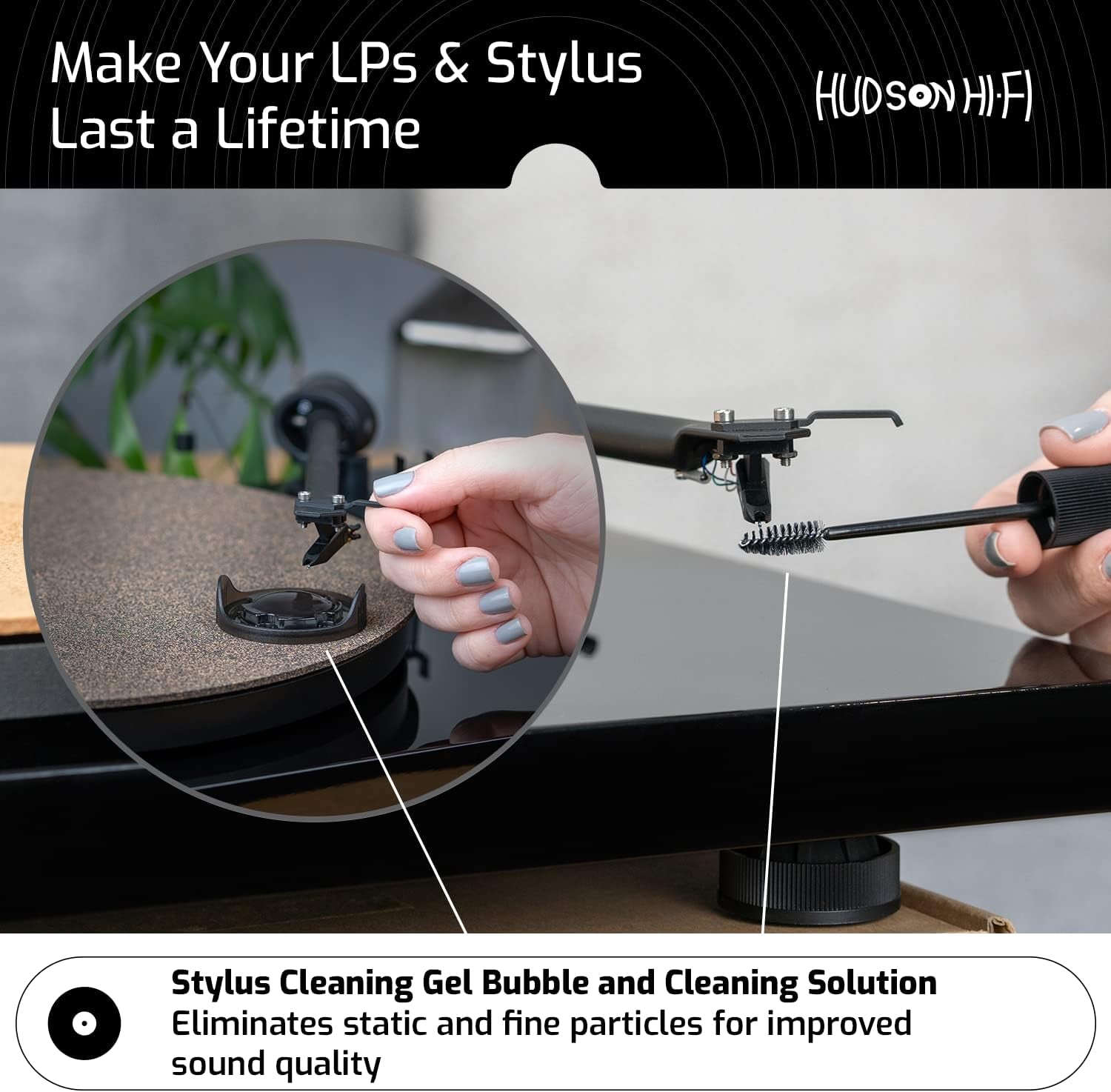 Vinyl Record Cleaning Kit 9-In-1 - Record Mitts, Anti-Static Record Cleaner W/Microfiber Cloth, Label Protector, Velvet & Carbon Fiber Record Cleaning Brush, Gel Stylus Cleaner for Record Needles