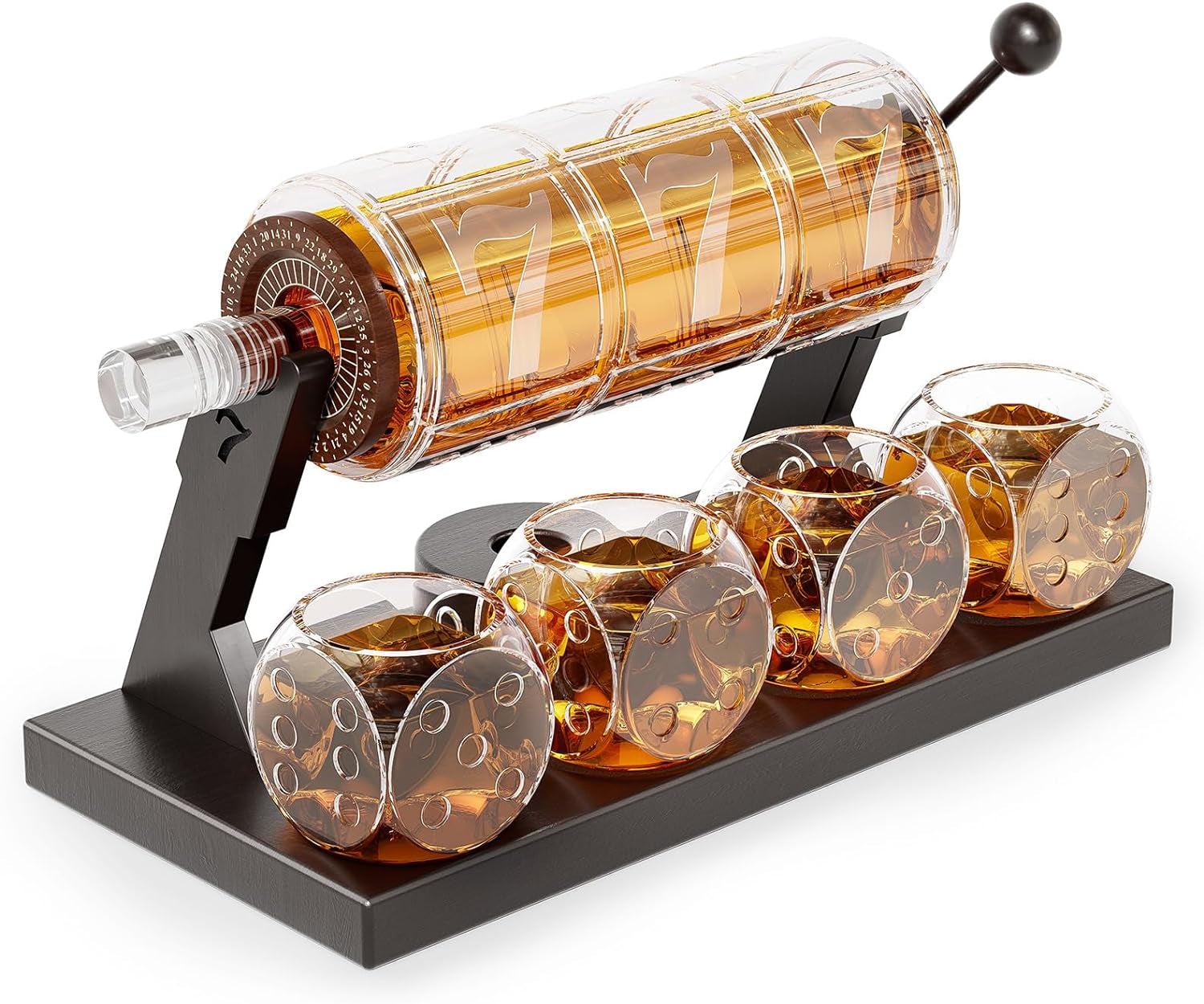 Slot Whiskey Decanter Sets for Men, 50.7 Oz Whiskey Decanter Set with 4 Glasses,