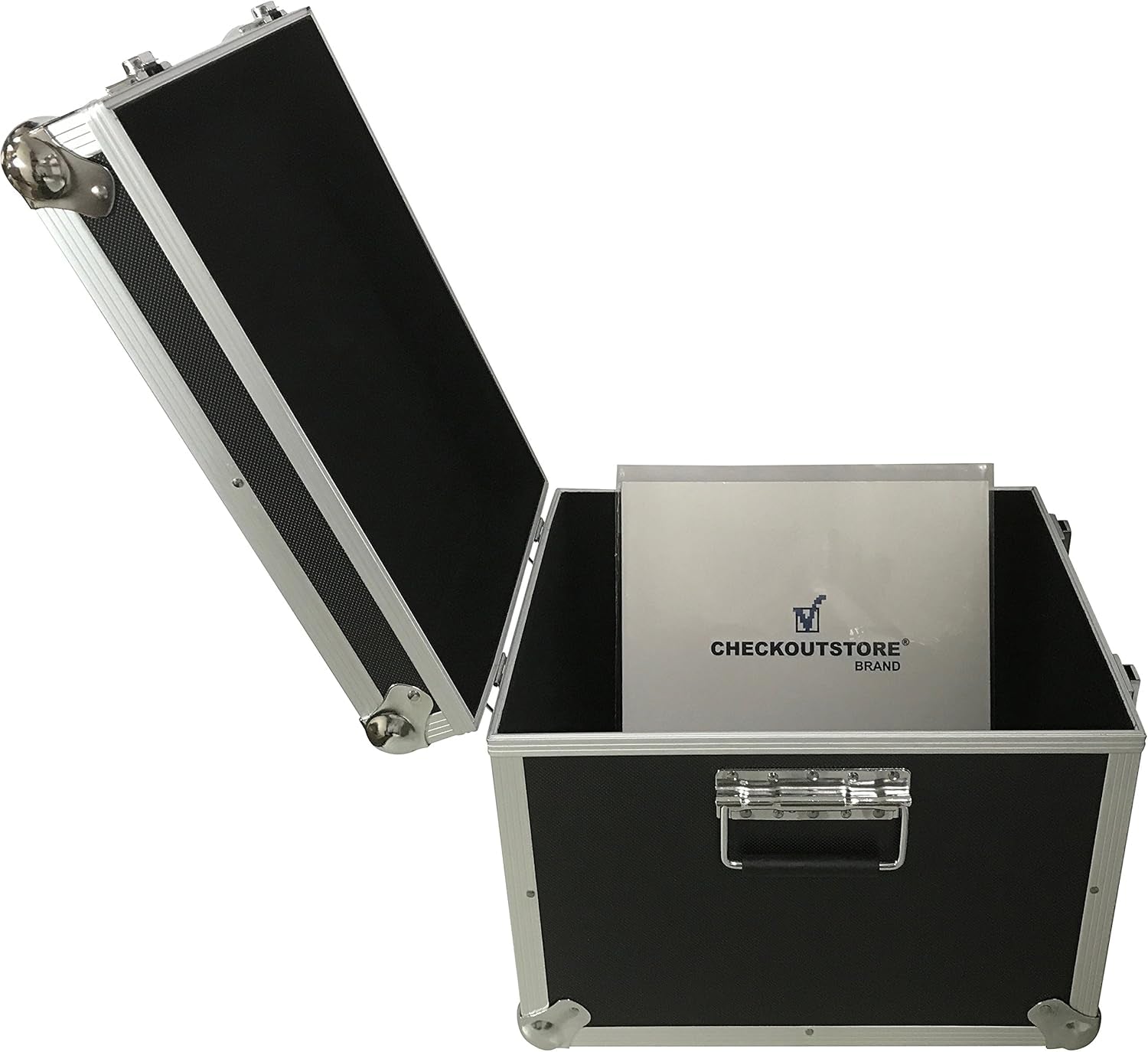 (1) Aluminum Heavy Duty 12" LP Vinyl Record Album Storage Box (Black/Holds 125 Records)