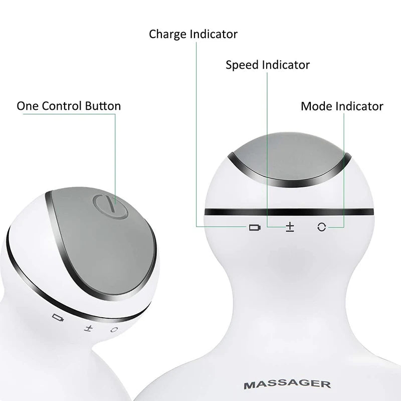 Head Scalp Massager with 4 Replacement Massage Heads Portable Head Scratcher for Stress Release and Hair Growth