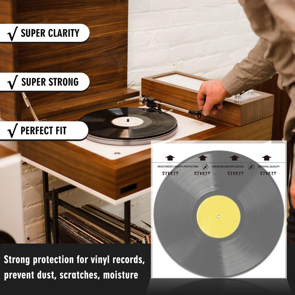 Vinyl Record Inner Sleeves - 100 Pack Anti-Static Vinyl Protective Inner Slee...