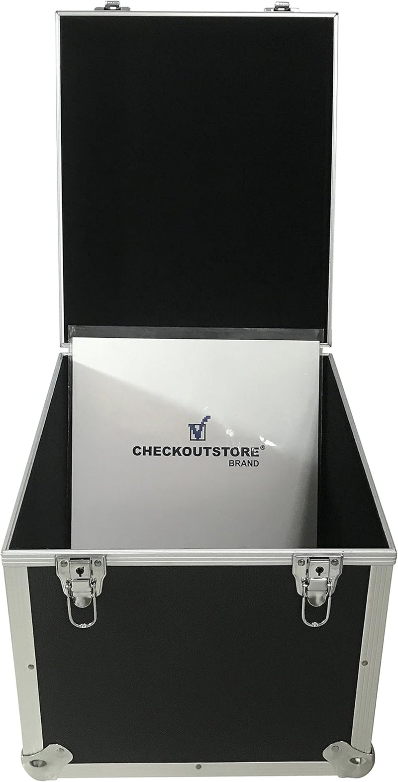 (1) Aluminum Heavy Duty 12" LP Vinyl Record Album Storage Box (Black/Holds 125 Records)