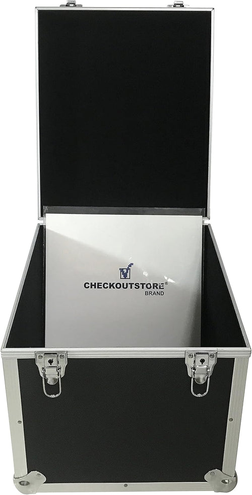 (1) Aluminum Heavy Duty 12" LP Vinyl Record Album Storage Box (Black/Holds 125 Records)