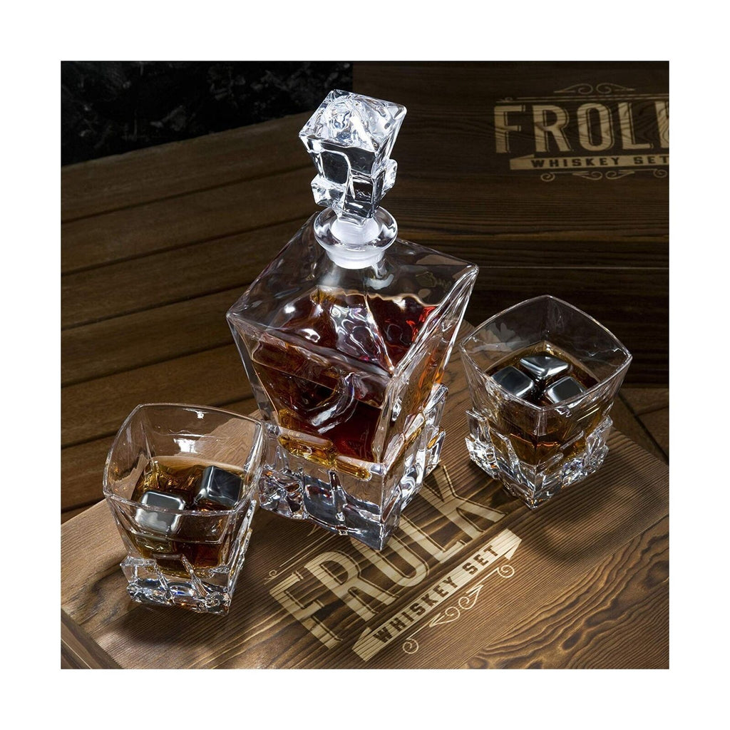 Whiskey Decanter and Stones Gift Set for Men - Whiskey Decanter, 2 Rocks Whis...
