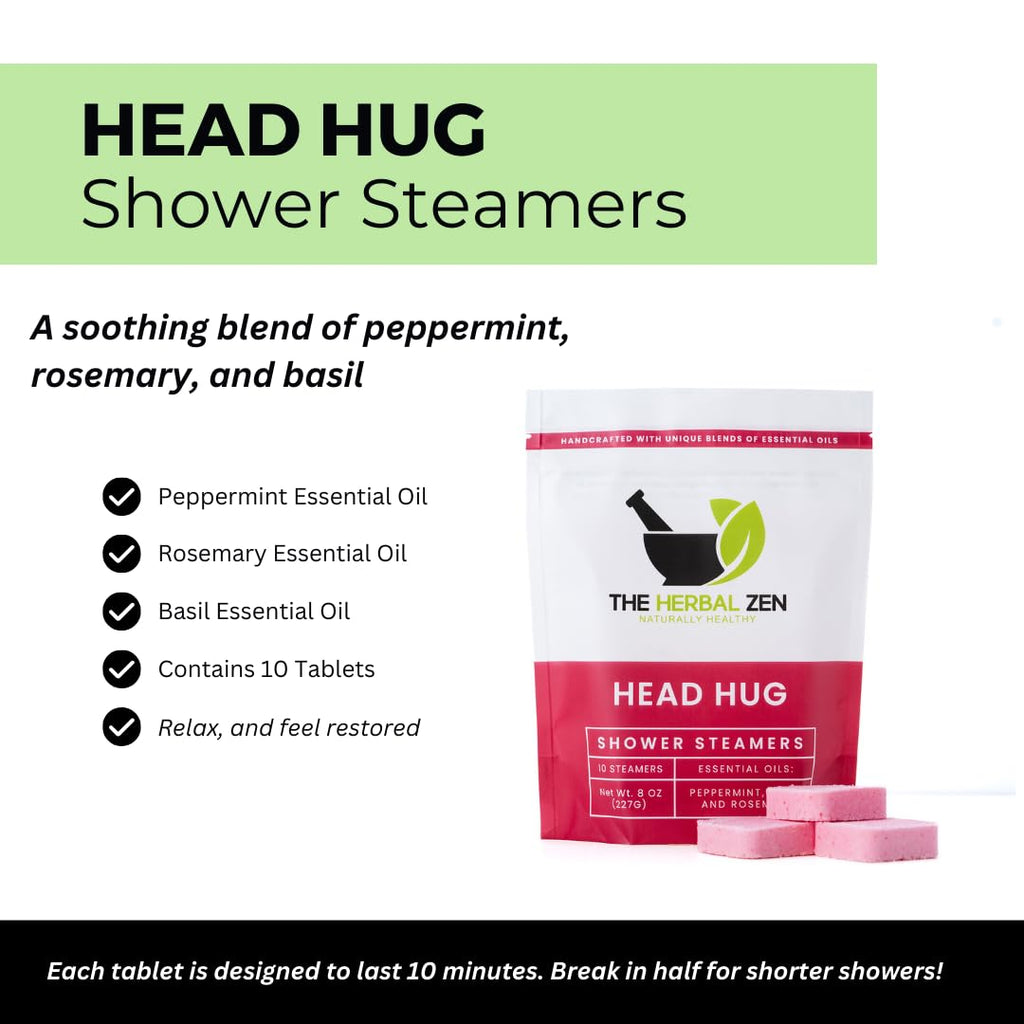Head Hug Shower Steamers Aromatherapy for Soothing Relief, Bath Gift for Women, Mothers Day, Shower Steamers for Women and Men, Shower Bombs Made in the USA, Shower Tablets with Essential Oils