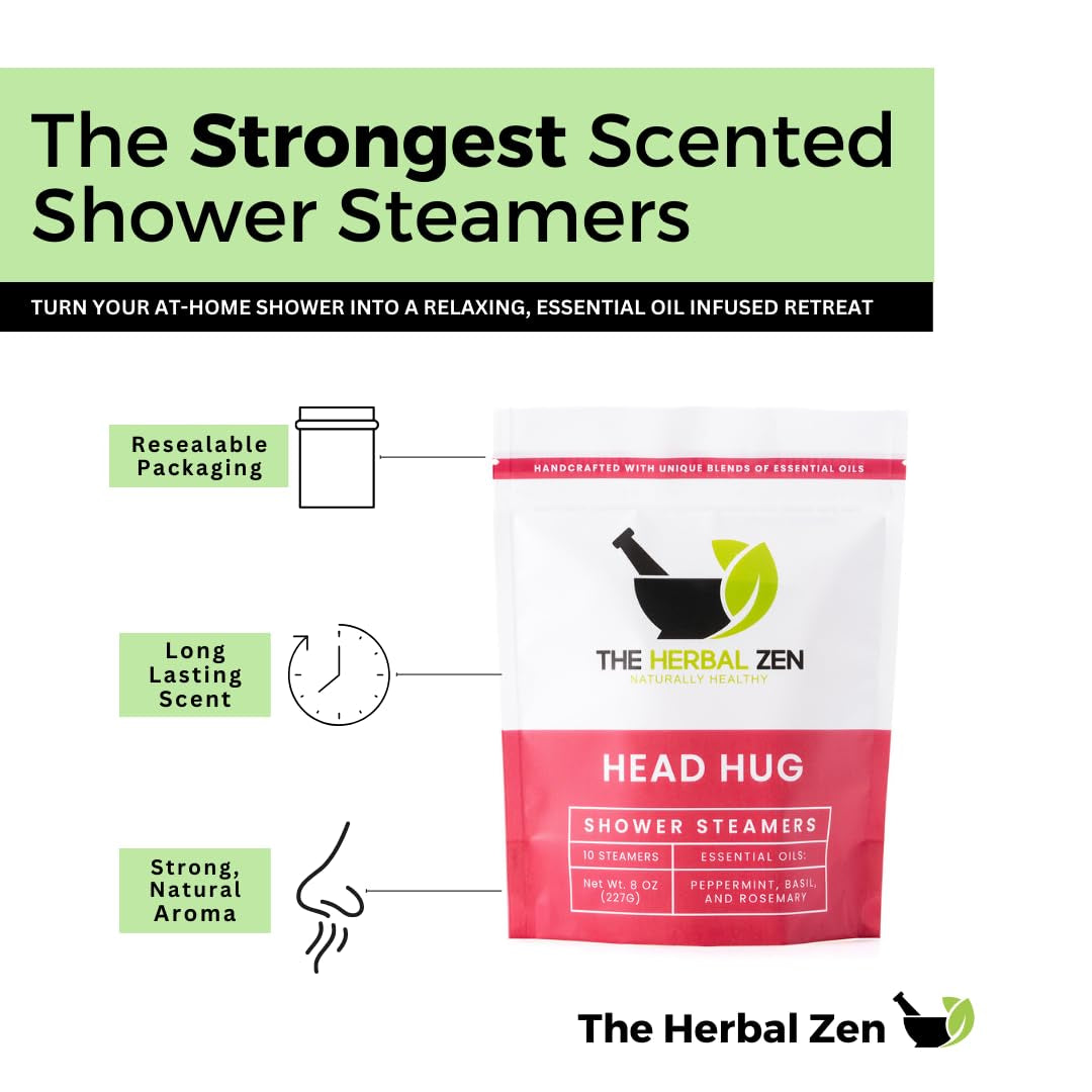 Head Hug Shower Steamers Aromatherapy for Soothing Relief, Bath Gift for Women, Mothers Day, Shower Steamers for Women and Men, Shower Bombs Made in the USA, Shower Tablets with Essential Oils