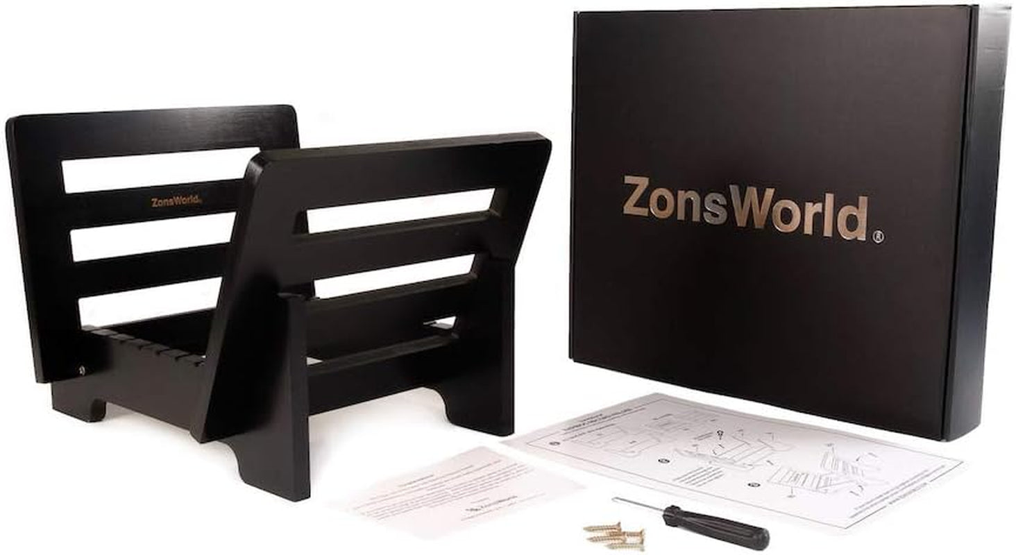 Vinyl Record Holder Storage - Display up to 50 Albums, Fits 7” and 12” Records or Lps - Music Record Storage and Organizer - Black Bamboo