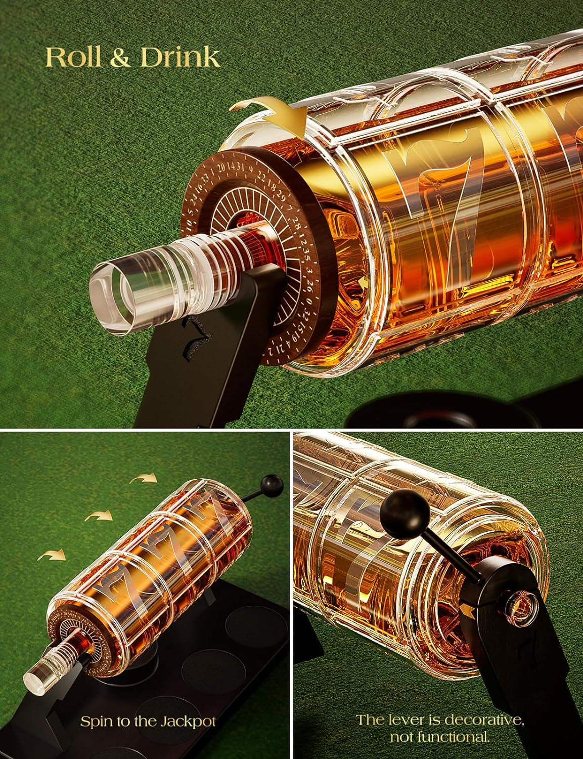 Slot Whiskey Decanter Sets for Men, 50.7 Oz Whiskey Decanter Set with 4 Glasses,