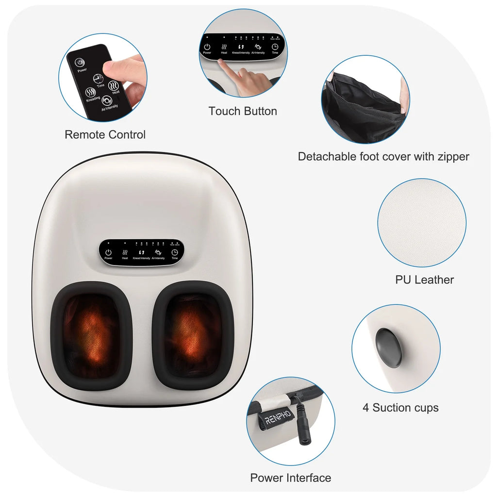 Foot Massager with Heat for Tired Foot Blood Circulation up to Size 11, White, Fathers Day & Birthday Gifts for Mom Dad Men