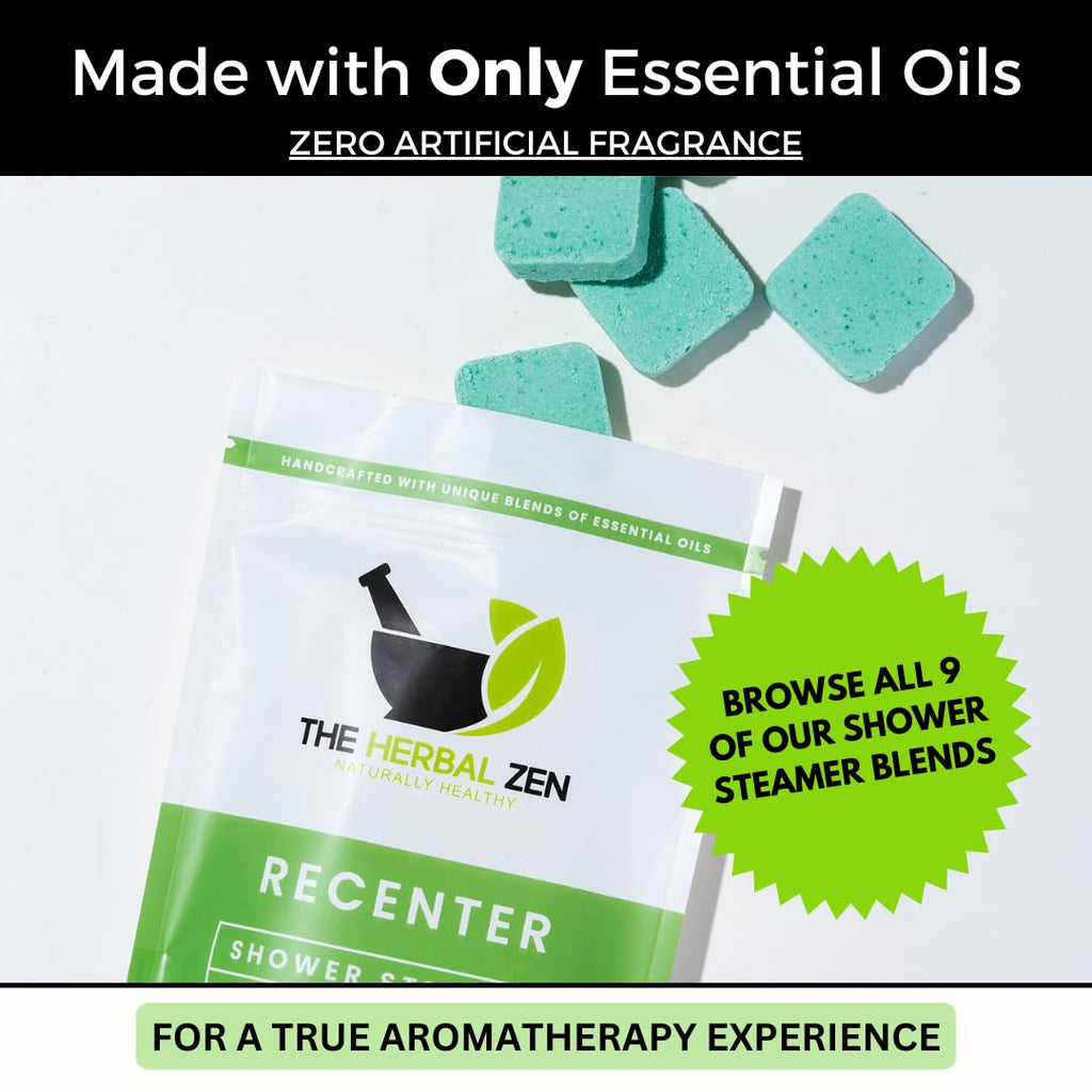 Recenter Shower Steamers Aromatherapy with Lavender and Eucalyptus Essential Oils, Aromatherapy Shower Bombs, Self Care Gift, Birthday Gift for Women, Bath Steamer for Women and Men