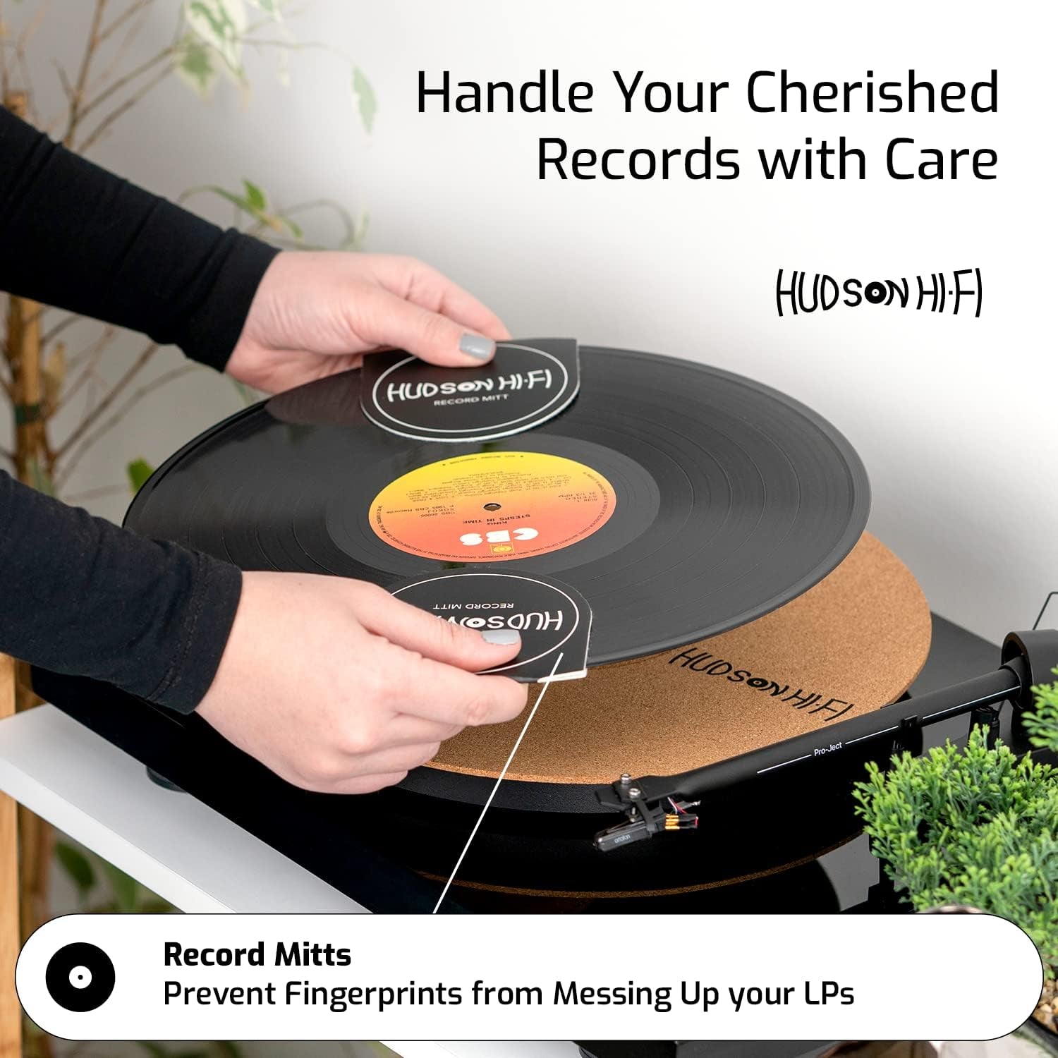 Vinyl Record Cleaning Kit 9-In-1 - Record Mitts, Anti-Static Record Cleaner W/Microfiber Cloth, Label Protector, Velvet & Carbon Fiber Record Cleaning Brush, Gel Stylus Cleaner for Record Needles