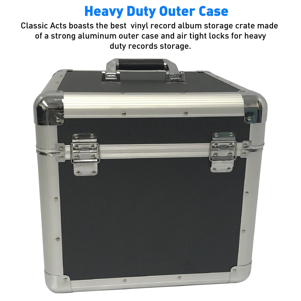 75-Capacity Classic Acts Vinyl Record Album Storage Case, Black