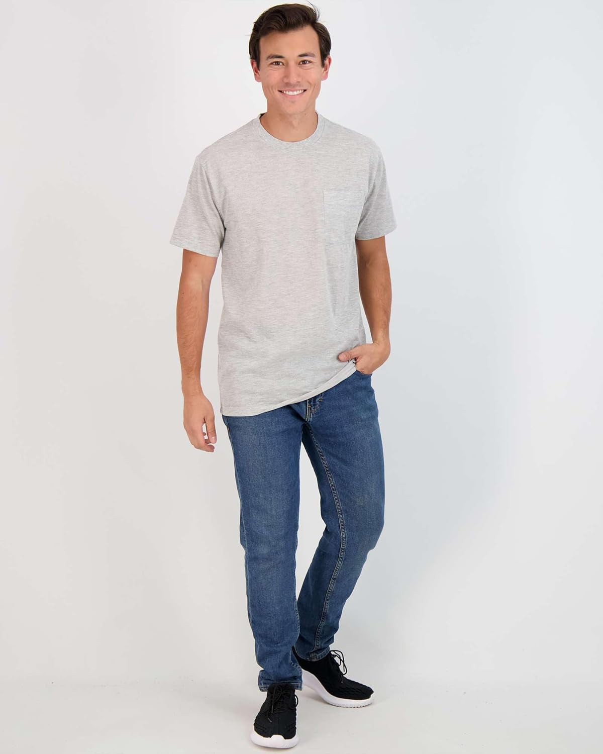 4 Pack: Men'S Cotton Performance Short Sleeve Crew Neck Pocket T-Shirt Athletic Top (Available in Big & Tall)