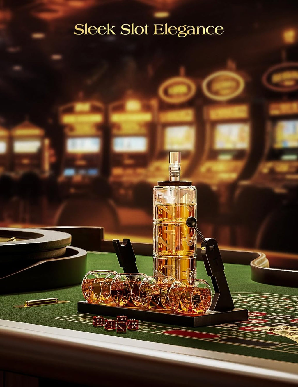 Slot Whiskey Decanter Sets for Men, 50.7 Oz Whiskey Decanter Set with 4 Glasses,