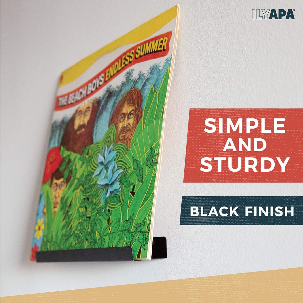 Metal Vinyl Record Shelf Wall Mount, 8 Pack - Black Steel Record Album Holder Display Your LP