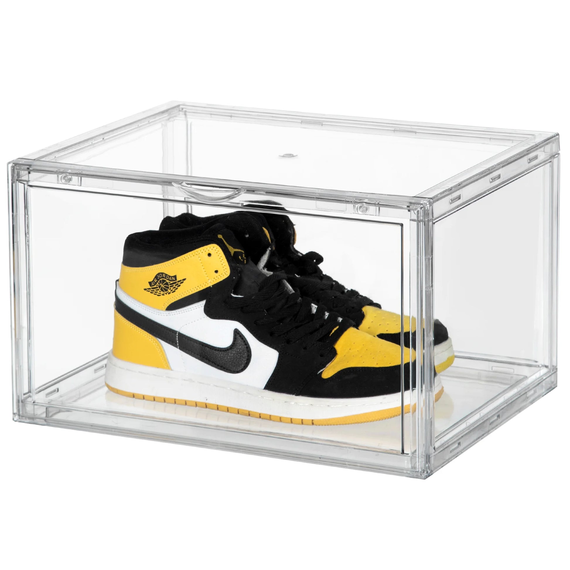 Shoe Storage Boxes, Stackable, Plastic, Magnetic Side Opening Shoe Organizer, Space-Saving, Clear